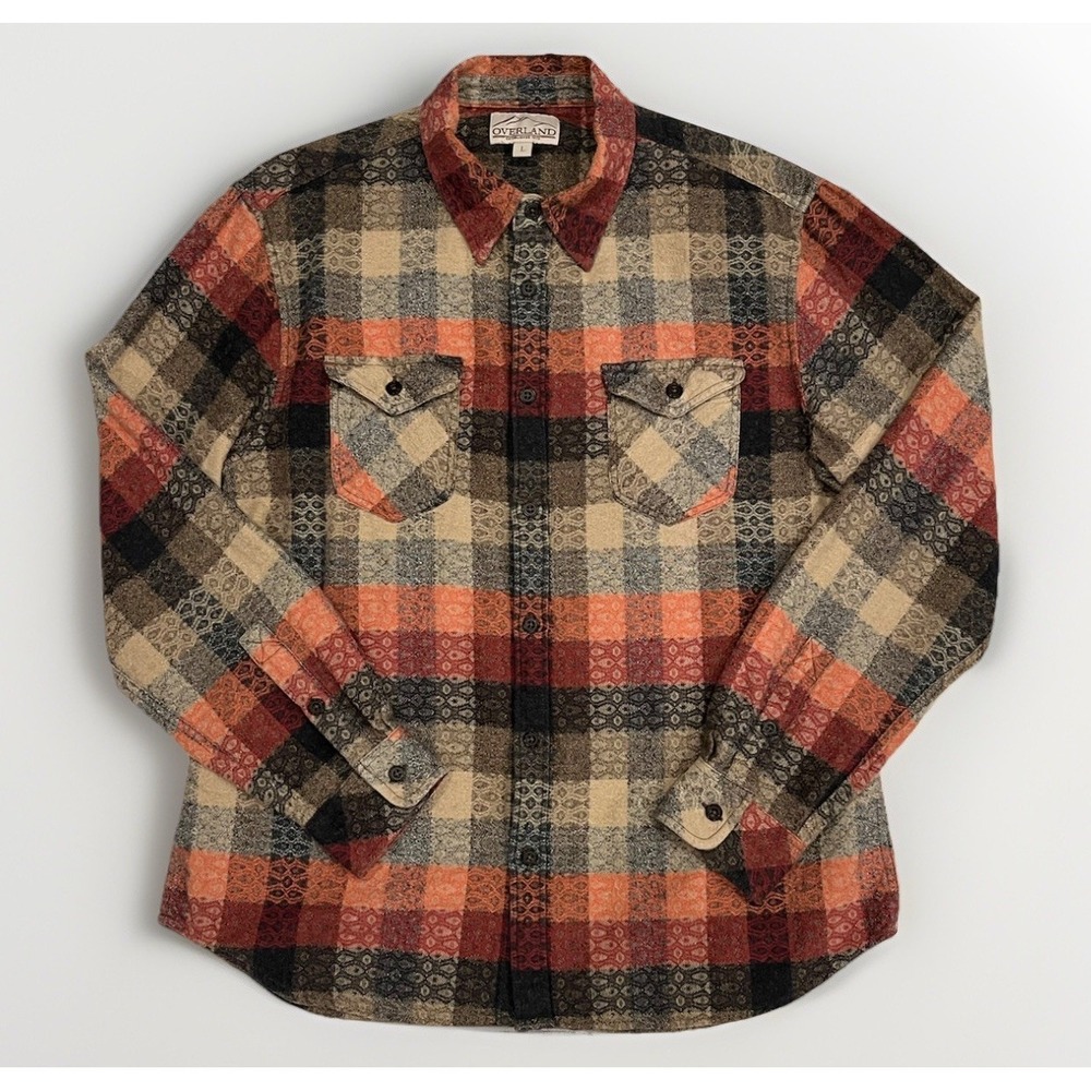 Overland Independence Jacquard Heavy Cotton Plaid Long Sleeve Shirt Hiking LARGE